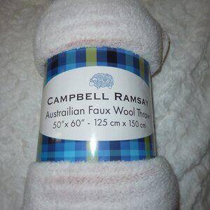 NWT Campbell Ramsay Australian Plush Faux Wooi Throw 50 x 60 Super Soft and Warm